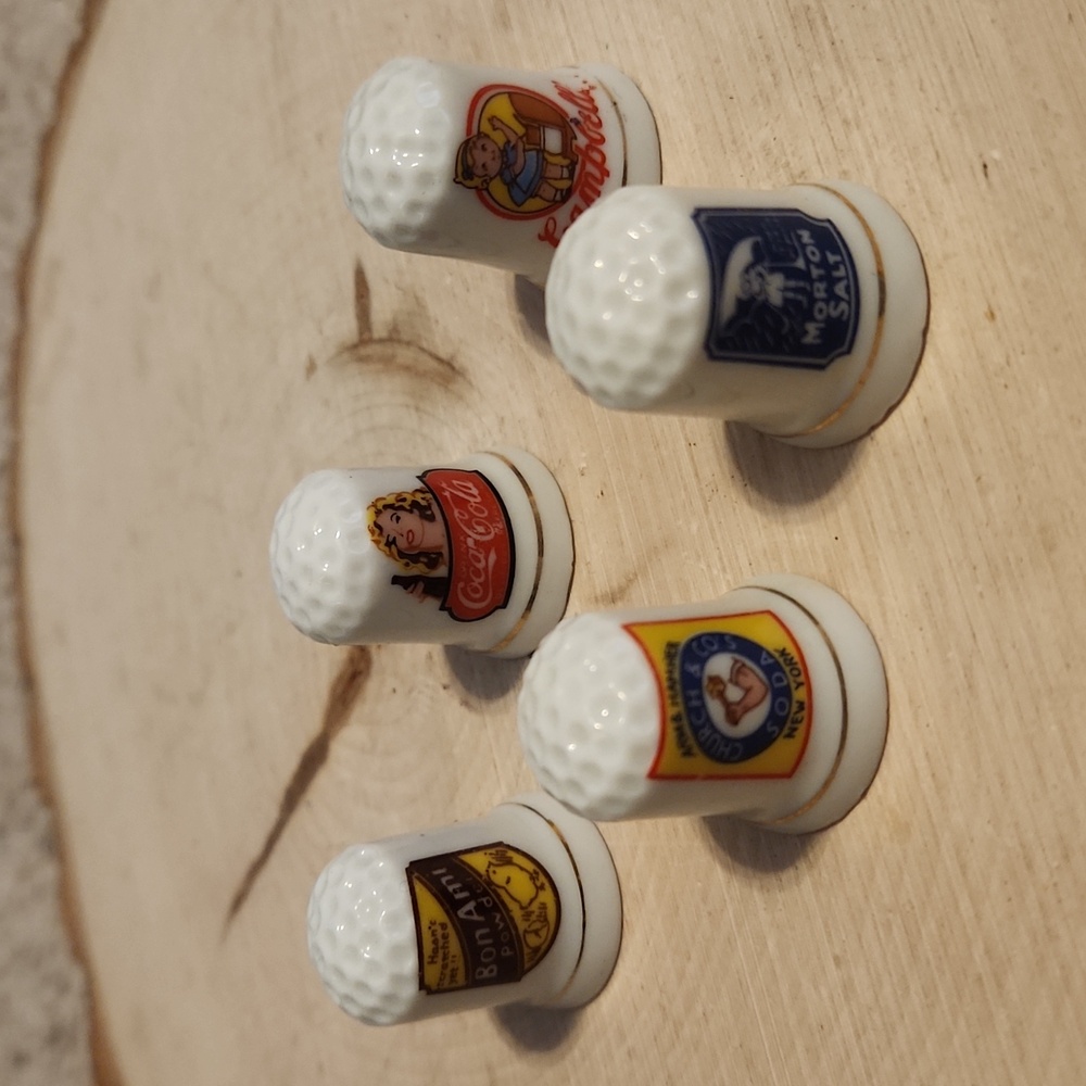 Lot of 5 JSNY Vintage Porcelain Thimbles 5 Designs